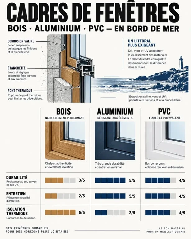 Comparatif des matériaux bois, aluminium et PVC pour un artisan menuisier à Cannes