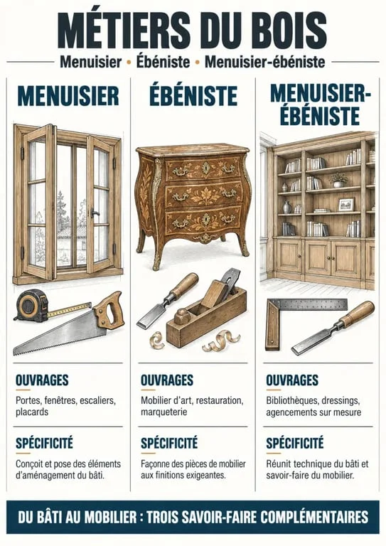 Comparatif des compétences entre menuisier et ébéniste pour vos travaux de menuisier ébéniste